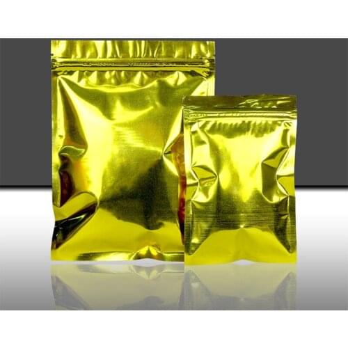 DHL Resealable Gold Aluminum Foil Zip Lock Bags Tea Food Snack Powder Packaging Zipper Pouch Self Seal Ziplock Mylar Packets Bag