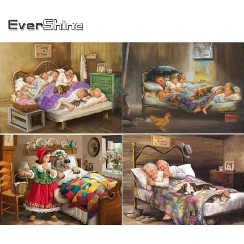 EverShine Diamond Embroidery Sale Diamond Painting Full Square Picture Of Rhinestones Old Man Children Mosaic Home Decor
