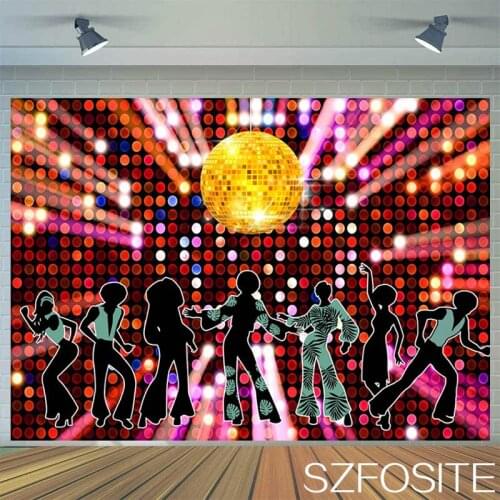 Crazy Disco Ballroom Lighting Sequin Backdrop Retro Photography Photo Background Friends Rave Party Room Decorative Vinyl Banner