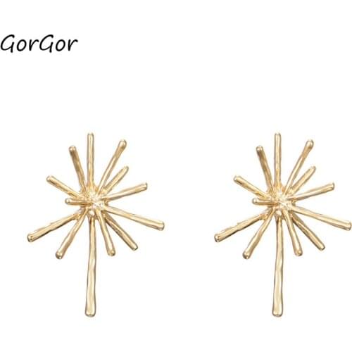GorGor Clip Earrings Women Originality Statement Minimalist Sea Urchin Metal Style Individuality Party Fashion Jewelry EZ-413