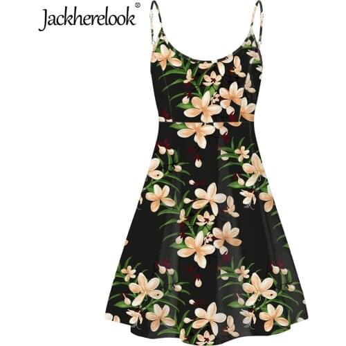 Jackherelook Elegant Sleeveless Mini Dresses for Ladies Tropical Hawaiian Floral Brand Design Women Summer Beach Sundress Mujer