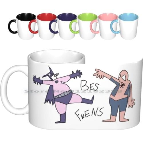 Bes Fwens Ceramic Mugs Coffee Cups Milk Tea Mug Baman Piderman Friends Friendship Friend Friendly Bestie Besties Fwens Saying