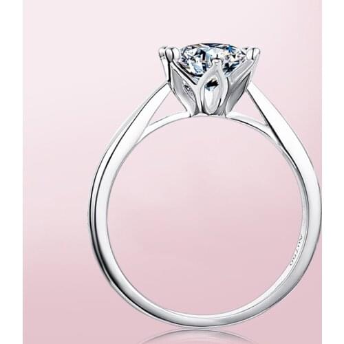 Simple style 925 Silver Moissanite Ring 6 claws Crown design styling round excellent cut Engagement Anniversary Gift