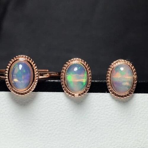 Natural Opal jewelry set Natural Real Opal 925 sterling silver 1pc ring ,1pc Bracelet