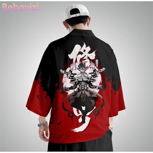Two-piece Suit Plus Size 6XL 5XL Anime Shura Japanese Cardigan Women Men Cosplay Yukata Clothing Harajuku Kimono + Pants Sets