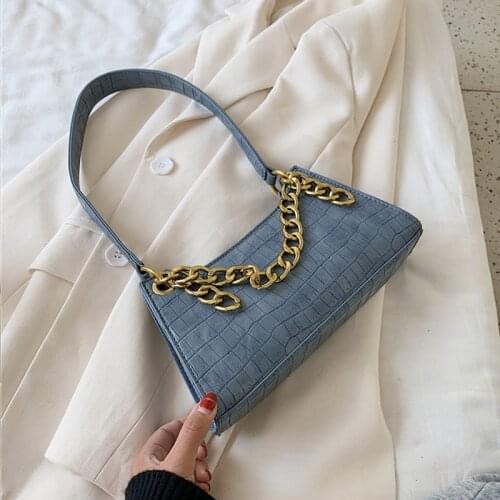 Summer Stone Pattern Small Shoulder Bags For Women High Quality PU Leather Chain Ladies Hand Bag 2021 Beige Blue Yellow