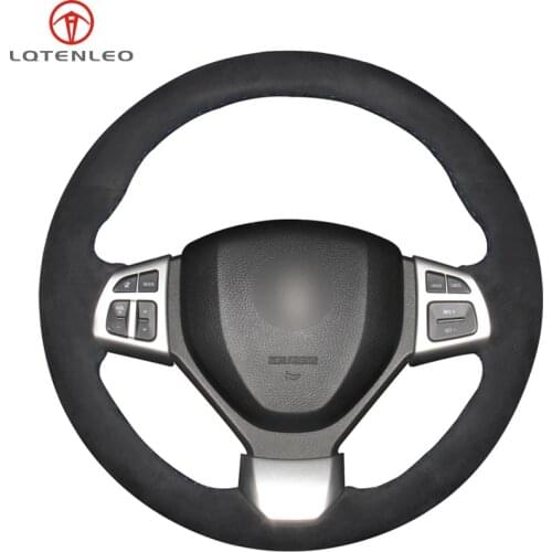 LQTENLEO Black Suede Car Steering Wheel Cover For Suzuki Swift 2011-2017 Swift Sport 2011-2017 Vitara S 2015 2016 2017 2018 2019
