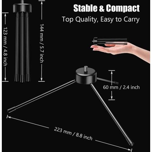Mini Metal Tripod, Desktop Tripod with 1/4 Inch Screws, Suitable for Projectors and All Cameras