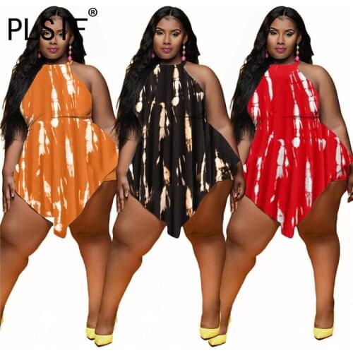 Fashion Beach Sleeveless Tie Dye Print Jumpsuit Women Slim Active Romper Bodycon Elastic One Piece Overalls Outfits