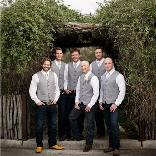 Satin Vest Suits For Man Sliver V Neck Singal-breasted Jacket Slim Fit Vests For Groomsmen Wear Clothing Wedding Vest Bridegroom