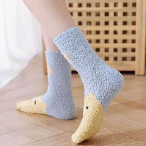 New 6 Pairs Socks Autumn and Winter New Coral Fleece Socks Star Moon Velvet Ladies Girls Tube Socks Warm Sleep Socks Floor Socks