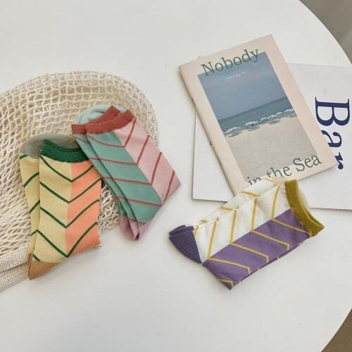 Geometry Pattern Fashion Women Socks Japanese Korean Style Harajuku Socks Chic Splicing Cozy Breathable Combed Cotton Thin Socks