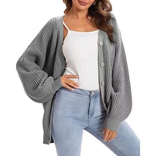 2021 New Beauty Style Knitwear Single-Breasted Loose Sweater Cardigan Womens Clothes