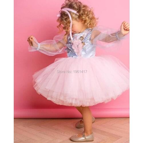 New fashion Baby girl dress Princess Lace Tulle Tutu dress floral ball gown Formal Party Dress AG0210