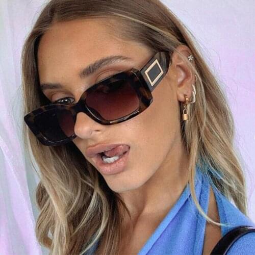 Luxury Brand 2021 Square Sunglasses Women Vintage Travel Sun Protect Leopard Rectangle Sun Glasses Female Unisex Cool Shades