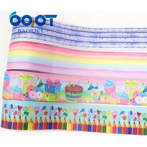 OOOT BAORJCT I-19628-1560,38mm 10yards Cartoon Thermal transfer Printed grosgrain Ribbons,tape crafts,bow cap DIY accessories