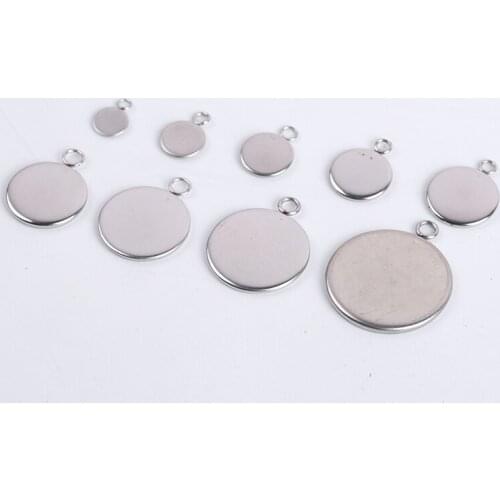 20Pcs/Lot 6-25mm Stainless Steel Blank Pendant Base Cabochon Setting Tray Bezels For DIY Jewelry Making Findings