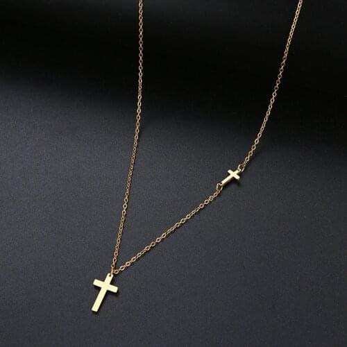 DOTIFI For Women Hot Sale Shiny Cross 8 Character Pendant Necklace Stainless Steel Gold and Silver Color Jewelry Gift