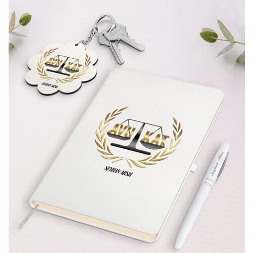 Personalized Lawyer White Notebook Pen and Keychain Gift Set Reliable Quality Cost Effective Moment Book Souvenir Simple
