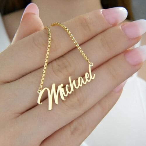 Box Chain Custom Name Necklace Personalized Jewelry Stainless Steel Namplate Pendant Necklaces For Women Men Christmas Gifts