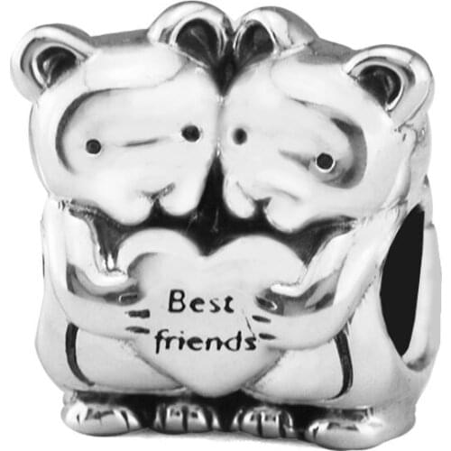 Best Buddies Bear Charms For Jewelry Making Fits 925 Silver Original Bracelets For Woman Fashion Jewelry Beads Wholesale