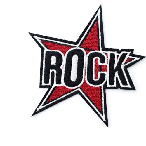 ROCK Size:8.0x8.0cm Cloth Iron On Patch Badge Embroidered Badges Abstract Kids Patches For Clothes Stickers 0064