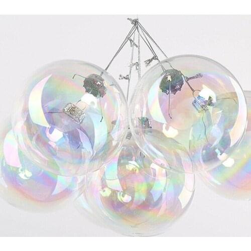 Glass Hanging Ball Christmas Tree Drop Ornaments Iridescent Ball Sphere Pendant ball Decoration Christmas Baubles Transpare F5W5