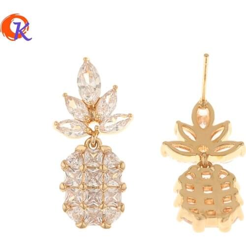Cordial Design 20Pcs 14*32MM CZ Earrings Stud/Jewelry Accessories/Pineapple Shape/Hand Made/Earring Findings/DIY Jewelry Making