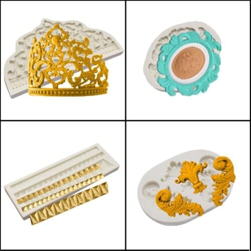 SHENHONG Crown Gem Silicone Mould 4 Styles Fondant Molds Birthday Cake Decorating Accessories Flower Sugarcraft Baking Tool