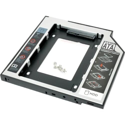 Universal 1PC 9.5mm SATA 2nd HDD SSD Hard Drive Caddy For CD DVD-ROM Optical Bay