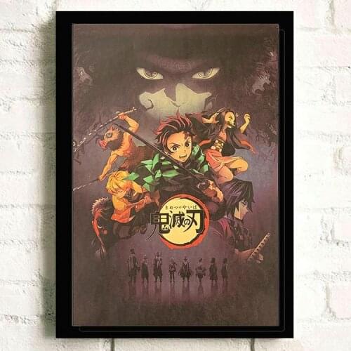 Japanese Anime Slayer Character Image Kraft Paper Retro Poster Animation Sticker Home Cafe Dormitory Home Decoration Accessories