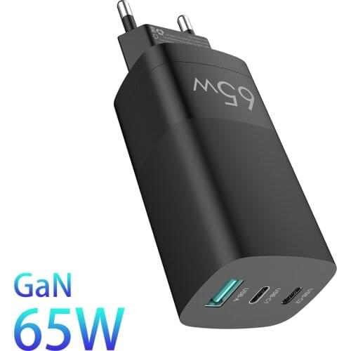 GaN Charger 65W Quick Charge 4.0 3 port Type C USB Travel Charger For iP For Xiaomi iPhone 11 X XS Huawei Mate20