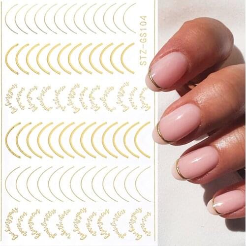 Gold Rose Nail Sticker Lines Stripe Design 3D Foil Nails Art Decorations Adhesive Striping Tape Transfer Decals Manicure Slider