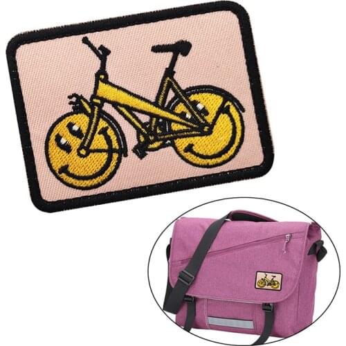 1 Pc 3D Embroidery Badge Funny Bicycle Smiley Face Cloth Sticker Postman Recognition Chapter Backpack Hat Clothes Applique DIY