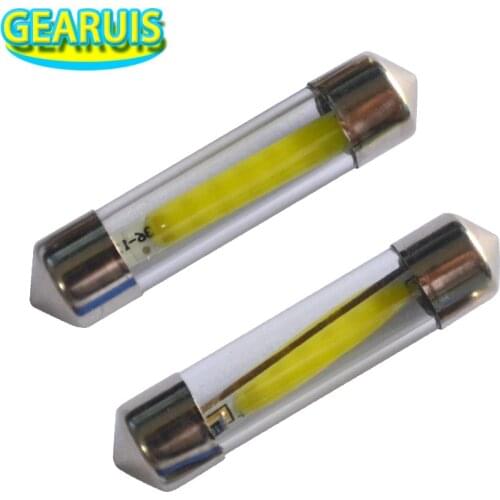 10pcs Festoon COB Dome Lights Car Interior Glass Lens case C5W 31mm 36mm 39mm 41mm 12 Chips 12chip SMD LED Pure White 6000K 12V