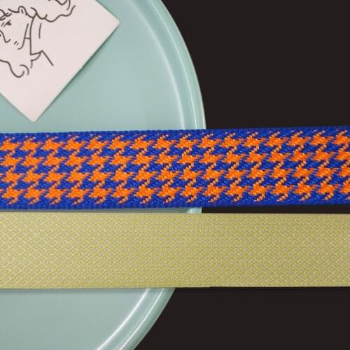 10Yards 25MM Double-edged Linen Lattice Dots Houndstooth Polyester Geometry Ribbon Accessories Satin DIY Craft Gift Bow Handmade