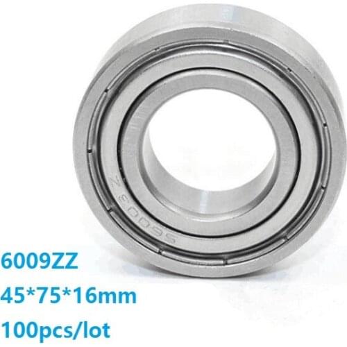 100pcs/lot 6009ZZ 6009Z 6009 Z ZZ 45*75*16mm Double metal cover Deep Groove Ball bearing 45x75x16mm
