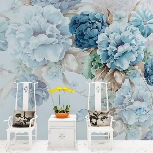 Custom 3D Wall Murals Wallpaper For Bedroom Walls Pastoral Hand Painted Floral Wall Painting Living Room Decoration Mural Paper