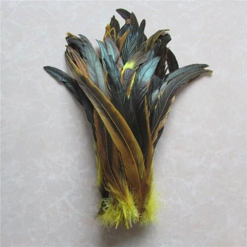 50 root sell dye yellow rooster tail feather 30 - 35cm / 12 -14Inch DIY wedding celebration articles for use
