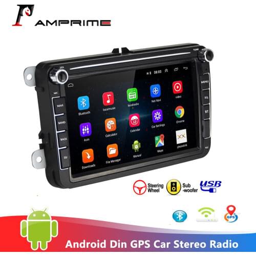 AMPrime Android 2 Din Car Radio 8'' TFT Capacitance Touch Screen 2din MP5 Multimedia Player GPS Radio Receiver Bluetooth For VW