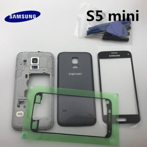 Samsung Galaxy S5 mini G800 G800H G800F G800FD full Housing Case Front Frame + Back Cover Case+ Front Glass+Adhesive+Tools