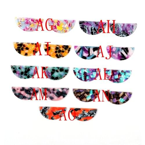 Tortoise Shell Earrings Charm,Acetate Acrylic Semicircle Connectors,Half Circle Discs,1Hole,Semi-Circle Earring ,18x37mm,ACE-238