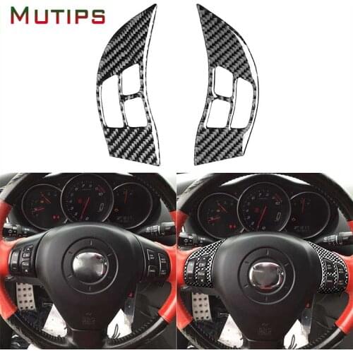 For Mazda RX8 RX-8 SE3P JM1FE 2004 2005 2006 2007 2008 Car Steering Wheel Accent Button Panel Carbon Fiber Sticker Accessories