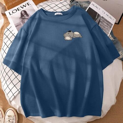 Koala Lying Flat On The Ground Sleeping Print Tshirt Men Spring Summer Streetwear O-Neck Breathable T-Shirts Fashion T-Shirt Men