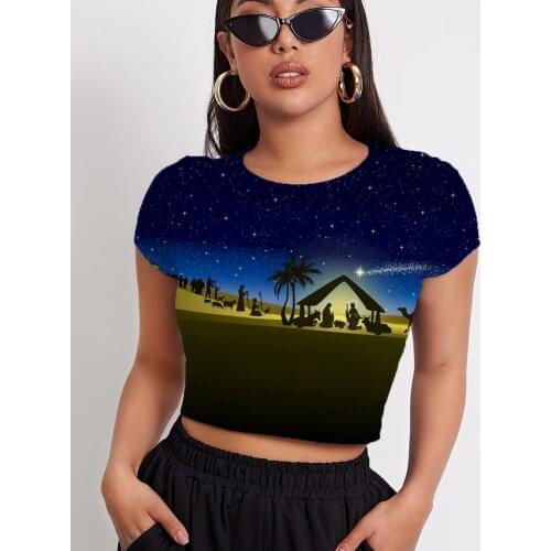 3d Tshirt Galaxy T-shirt Women Christian Funny T shirts Animal Navel Bare Coconut Tree Shirt Print Womens Clothing Punk Rock