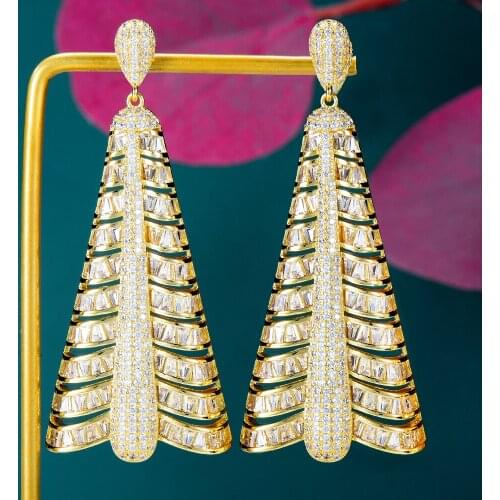 GODKI Trendy Christmas Tree Exclusive Earring For Women Wedding Cubic Zircon Dubai Bridal Earring Costume Jewelry Summer Party