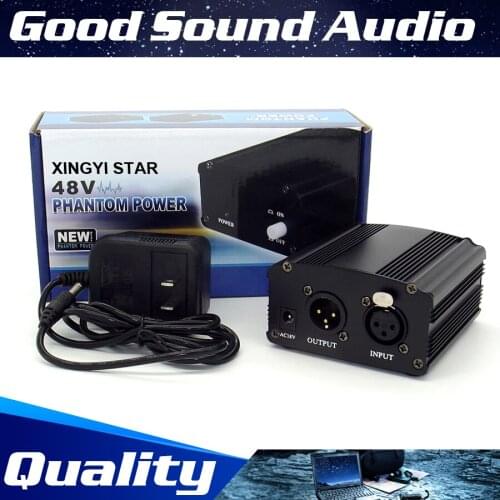 DC 48V Phantom Power Supply With XLR 3 Pin Audio Cable For Computer Wired Mic Condenser Broadcasting Recording Studio Microphone