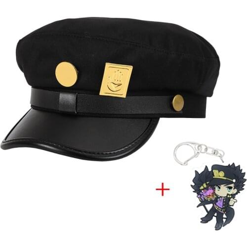 Anime JoJos Bizarre Adventure Cosplay Cap Jotaro Kujo Joseph Hat Army Military JOJO Caps Hats Badges Animation Around Props
