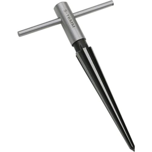 Taper reamer Removable 5mm-16mm Pin Hole Handheld Reamer T Handle Tapered 6 Fluted Chamfer Reaming Woodworking Cutting Tool