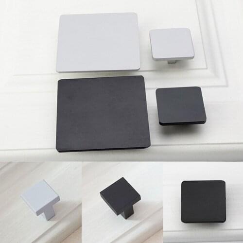 Space Aluminum Handle Black White Bathroom Cabinet Handle Modern Wardrobe Door Drawer Square Handle Decor